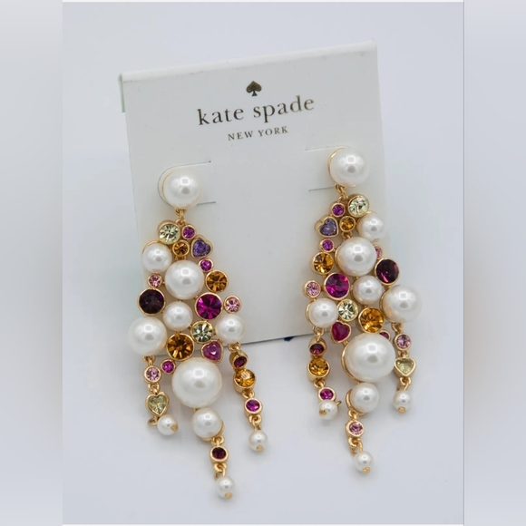 Kate Spade. Multicolor Pearl Caviar Statement Earrings NWT & Dust Bag - Picture 3 of 4